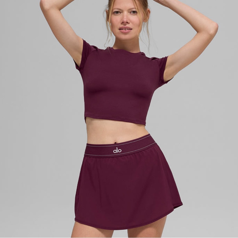 💜ALO💜 BURGUNDY Match Point Tennis Skirt